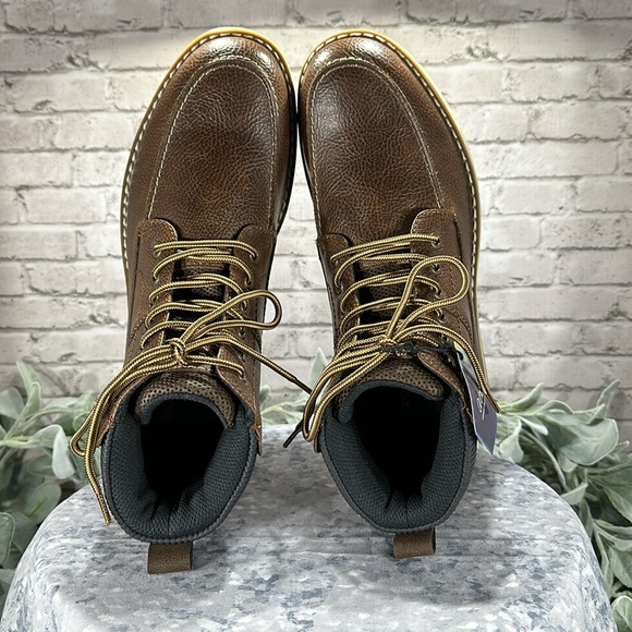 Sonoma Ethann Cognac Faux Leather Lace-Up Fashion Stitch Boots Men’s 8M🌟NWT🌟 - Picture 6 of 13